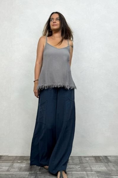 Belus Nature Müslin Bluz Dark Grey - Antrasit