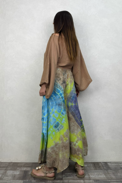 Yırtmaçlı Batik Pantolon - Neon