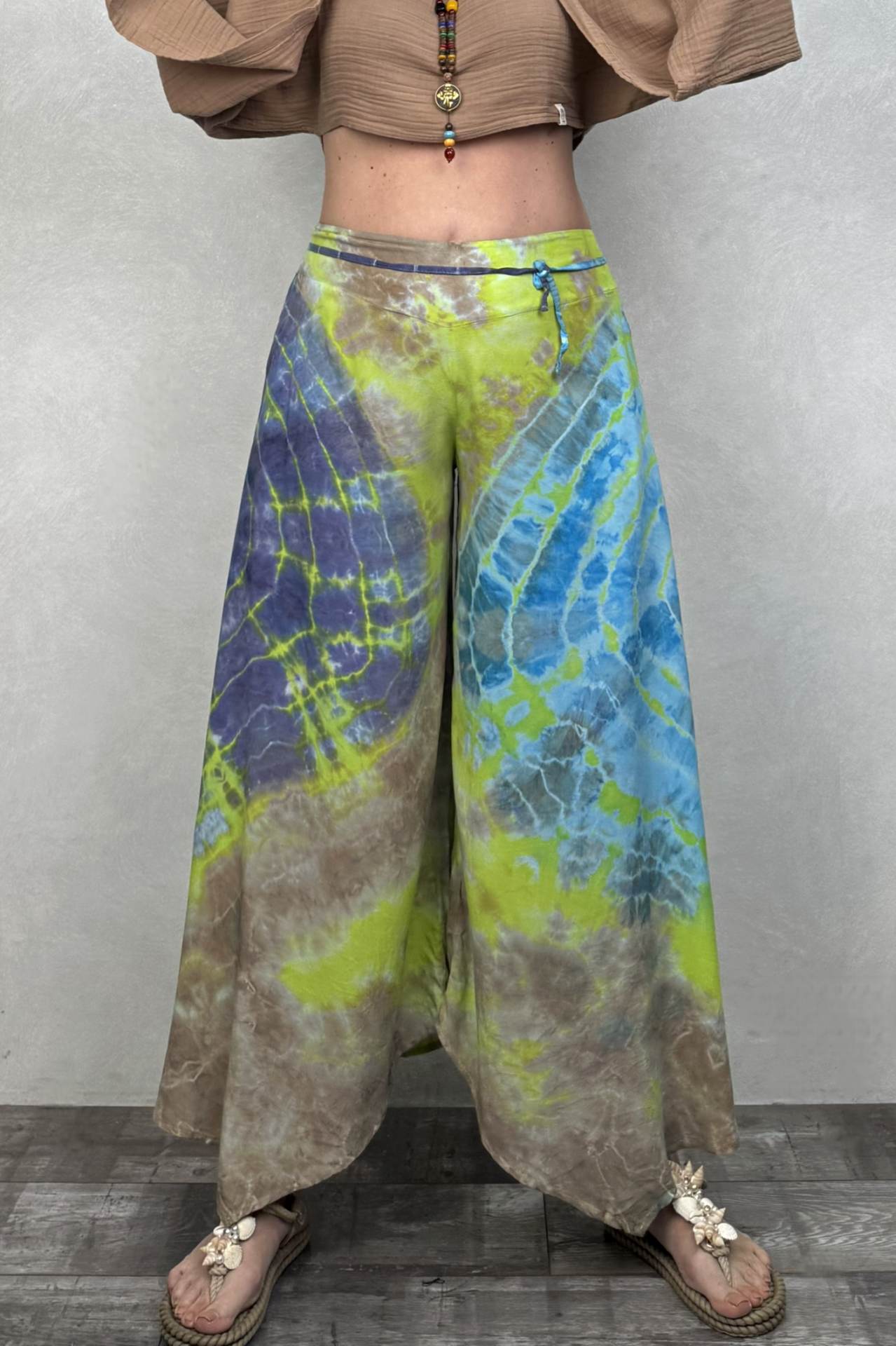 Yırtmaçlı Batik Pantolon - Neon