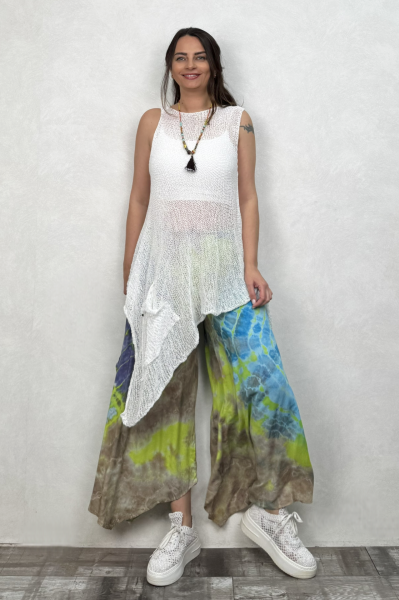 Yırtmaçlı Batik Pantolon - Neon