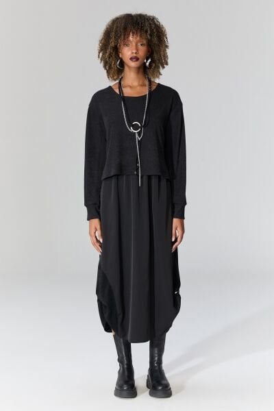 Lamante Chante Trikolu Elbise - Siyah