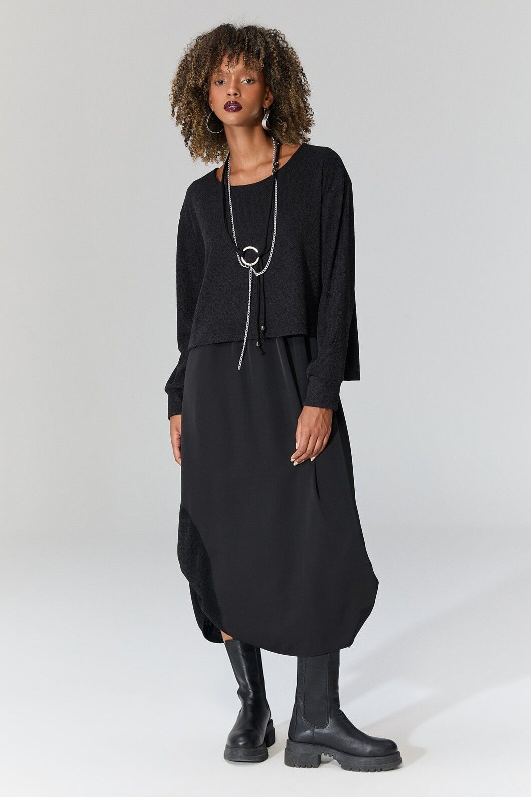 Lamante Chante Trikolu Elbise - Siyah