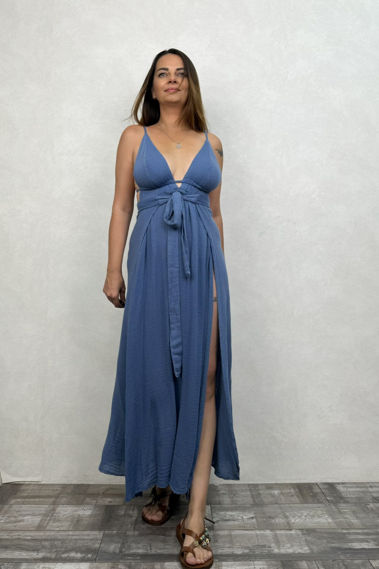 Afro Kaftan Elbise Moonlight Blue- Mavi