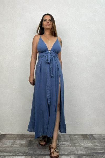 Afro Kaftan Elbise Moonlight Blue- Mavi