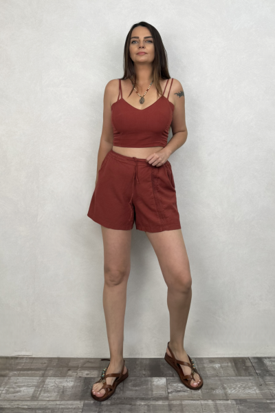 Luna Crop Bluz- Kiremit