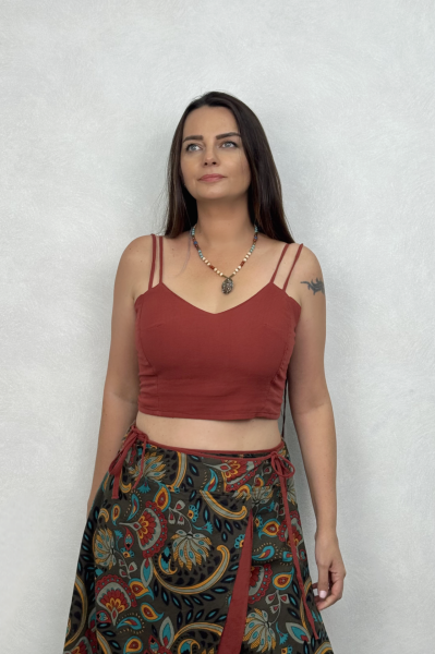 Luna Crop Bluz- Kiremit