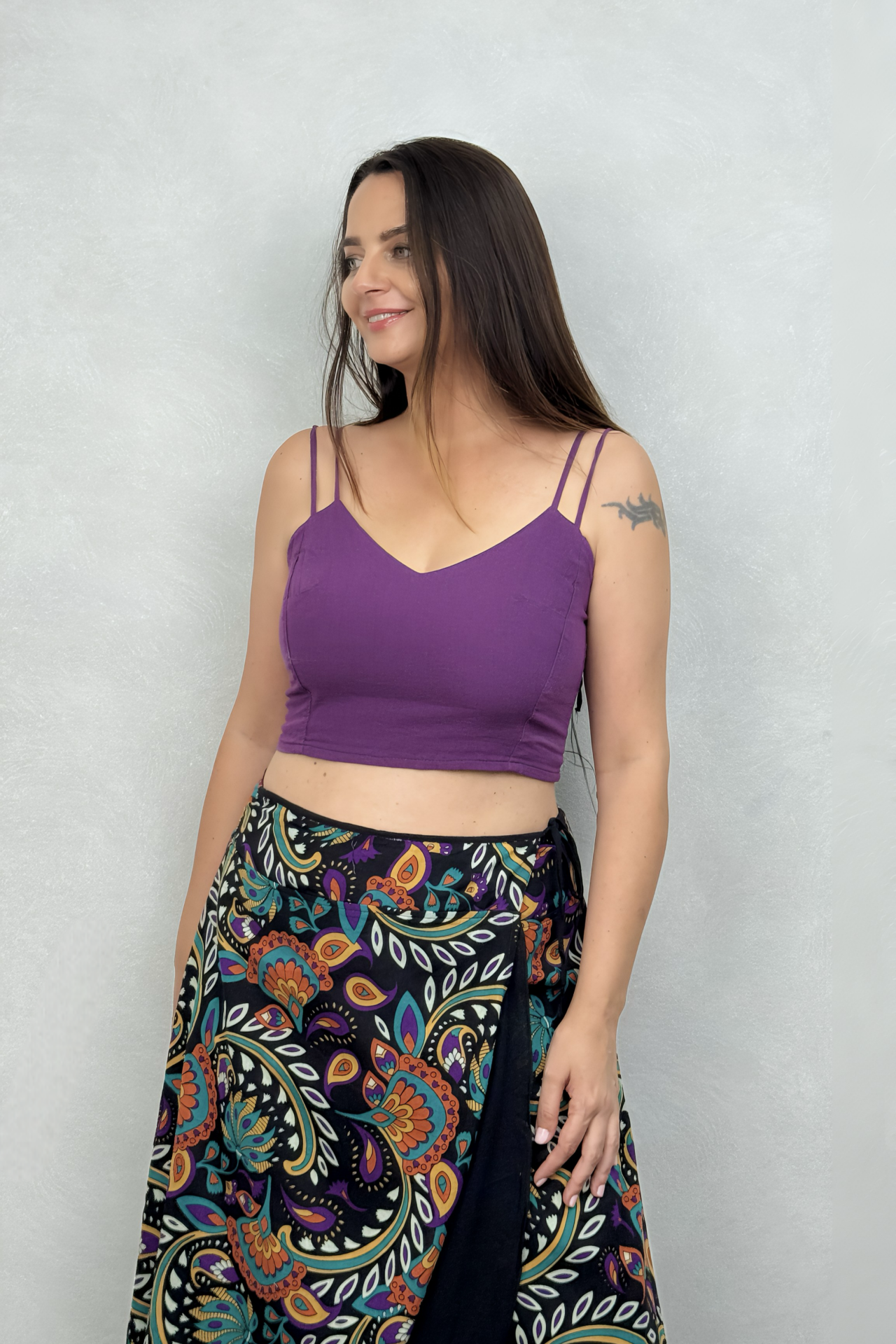 Luna Crop Bluz- Mor