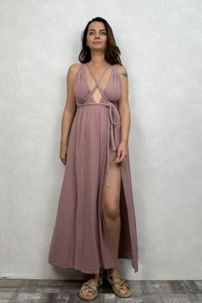 Niobe Müslin Elbise Wood Rose - Yaban Gülü