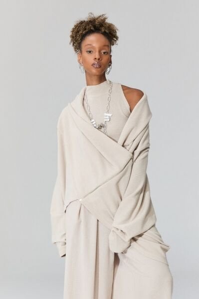 Lamante Pia Triko Fermuarlı Bluz - Bej