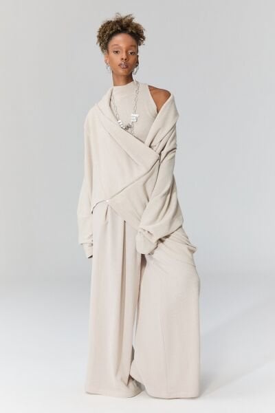 Lamante Pia Triko Fermuarlı Bluz - Bej