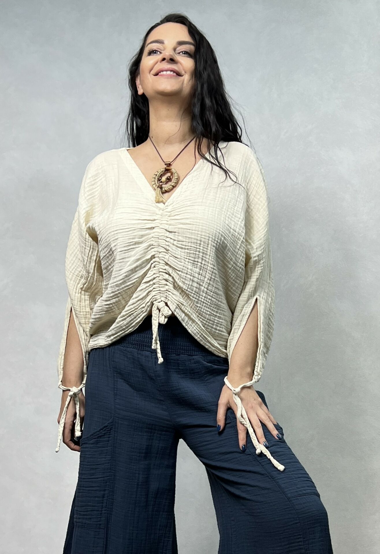 Venüs Müslin Bluz Beige - Bej