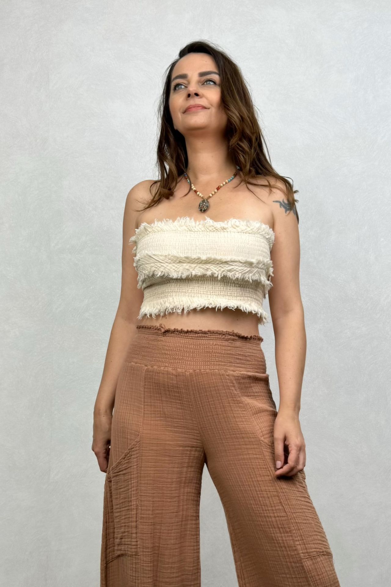 Tufty Müslin Crop - Bej