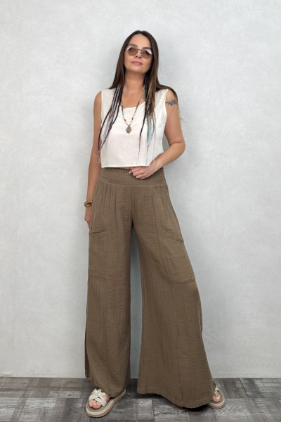Bendis Müslin Pantolon Neutral Brown -Doğal Kahve
