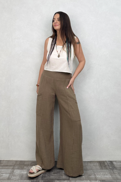 Bendis Müslin Pantolon Neutral Brown -Doğal Kahve