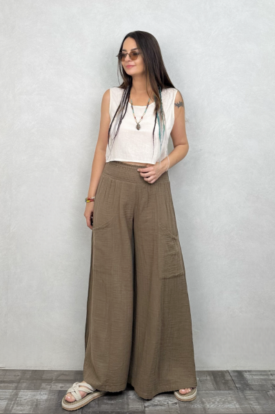 Bendis Müslin Pantolon Neutral Brown -Doğal Kahve