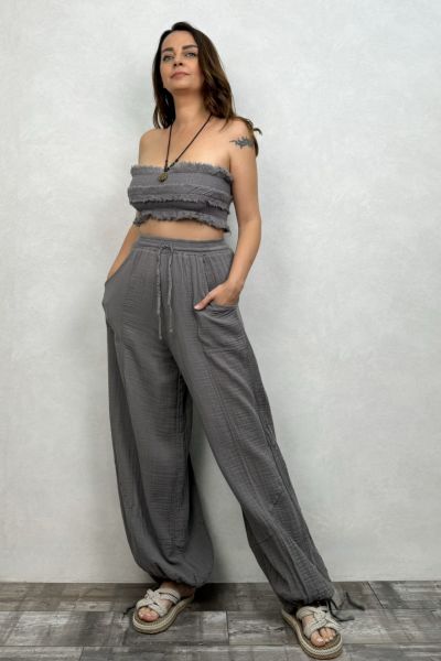 Tufty Müslin Crop Dark Grey - Antrasit