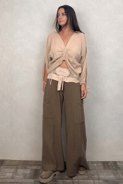 Bendis Müslin Pantolon Neutral Brown -Doğal Kahve