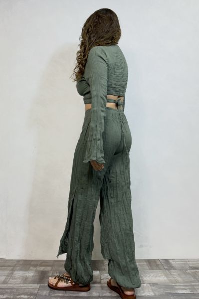 Mia Müslin Pantolon  - Haki Yeşil