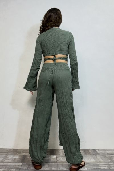 Mia Müslin Pantolon  - Haki Yeşil