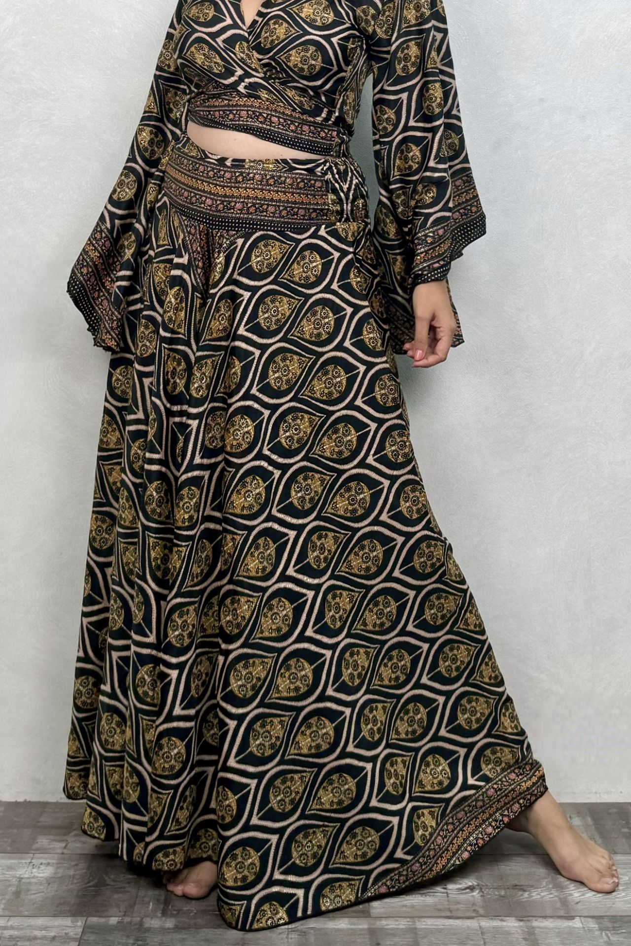 İpek Pantolon Etek - Siyah Gold