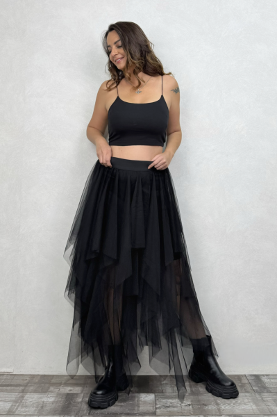 Kat Kat Tül Etek - Siyah