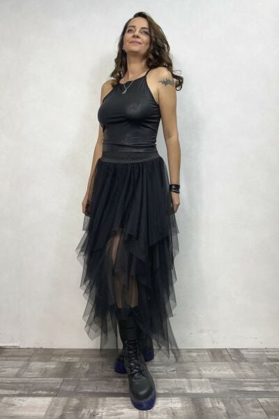 Kat Kat Tül Etek - Siyah