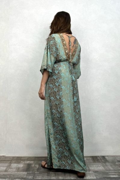 Rachel V Yaka İpek Elbise - Mint