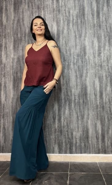 İp Askılı Mily Bluz - Bordo