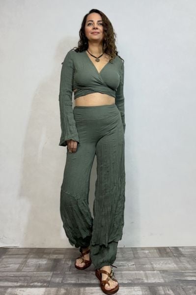 Mia Müslin Bluz - Haki Yeşil
