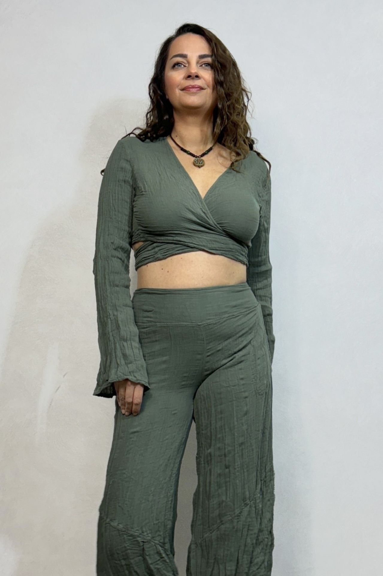 Mia Müslin Bluz - Haki Yeşil