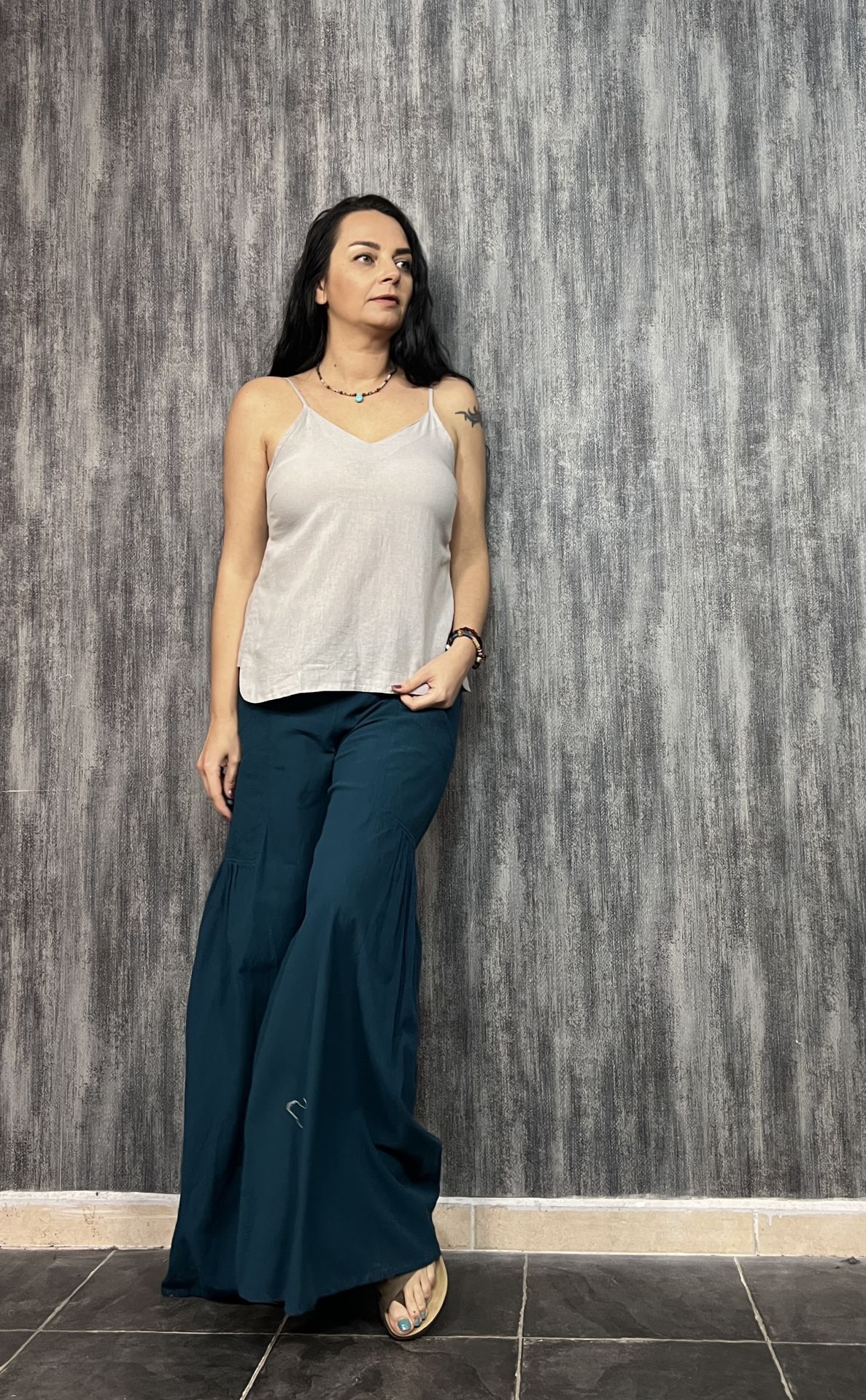 İp Askılı Mily Bluz - Açık Gri