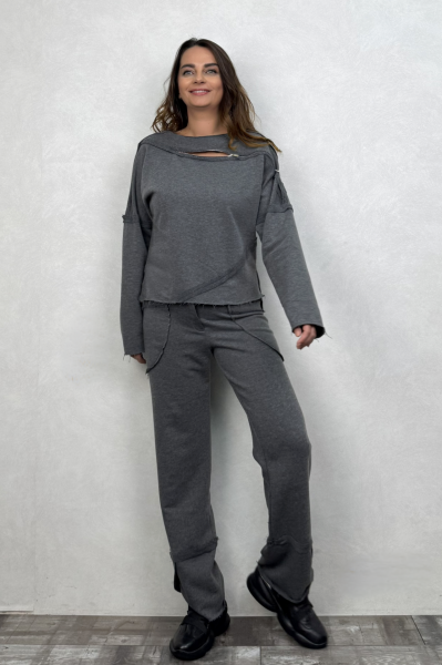 Lamante Bloom Paça Detaylı Pantolon- Antrasit