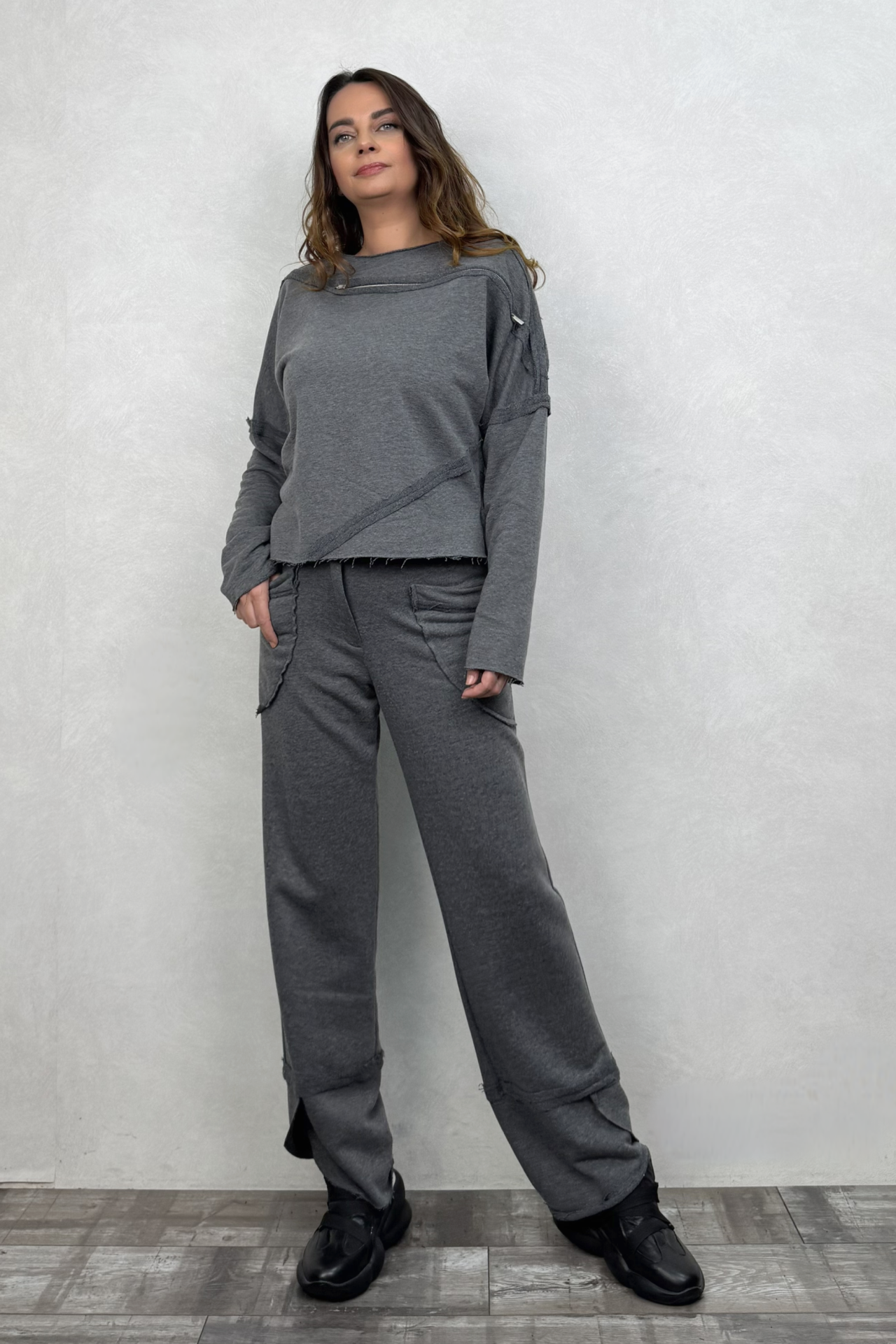 Lamante Bloom Paça Detaylı Pantolon- Antrasit