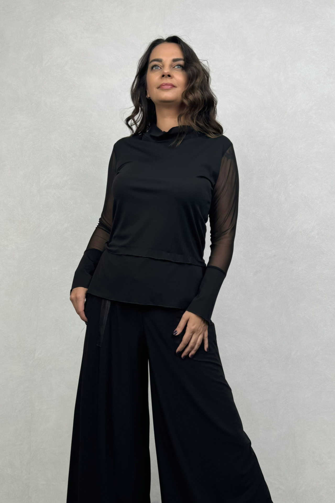 Lamante Rox Tül Detaylı Bluz - Siyah