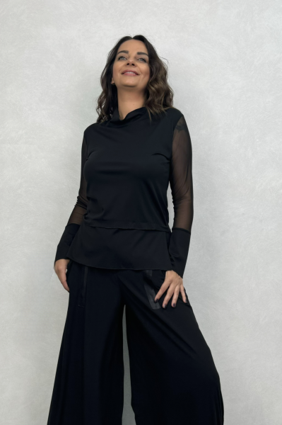 Lamante Rox Tül Detaylı Bluz - Siyah