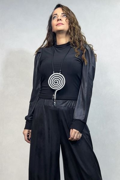 Lamante Spiral Kolye - Siyah Beyaz