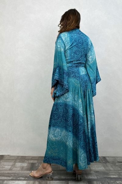 Palermo Kimono Kol İpek Takım - Turkuaz