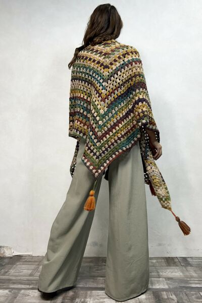 Toprak Tasarım Panço - Kahve Batik