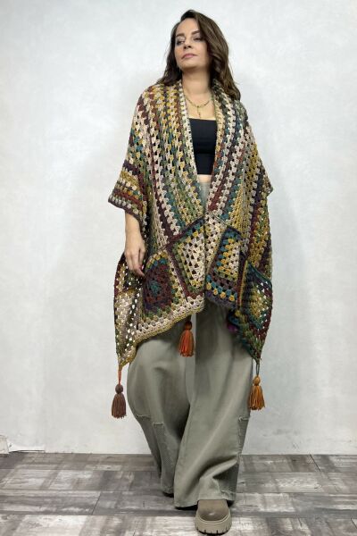 Toprak Tasarım Panço - Kahve Batik