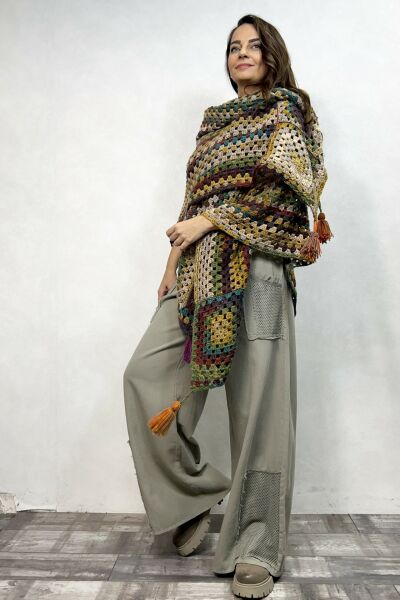 Toprak Tasarım Panço - Kahve Batik