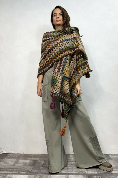Toprak Tasarım Panço - Kahve Batik