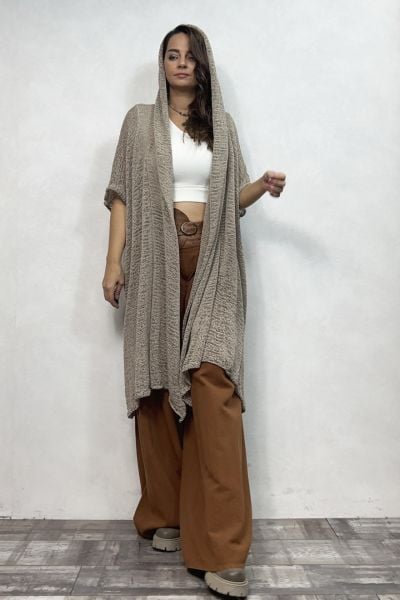 Boho Tasarım Merserize Hırka - Vizon