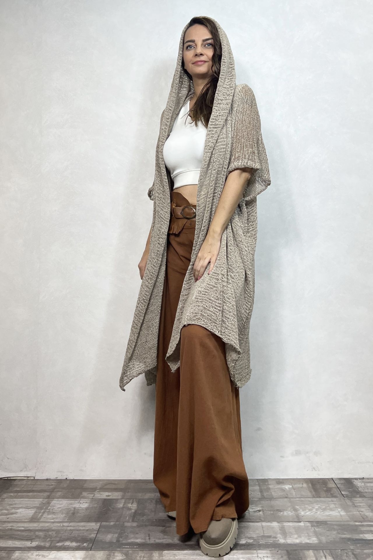 Boho Tasarım Merserize Hırka - Vizon