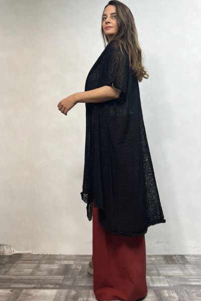 Boho Tasarım Merserize Hırka - Siyah