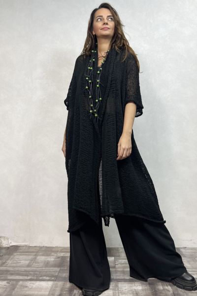 Boho Tasarım Merserize Hırka - Siyah