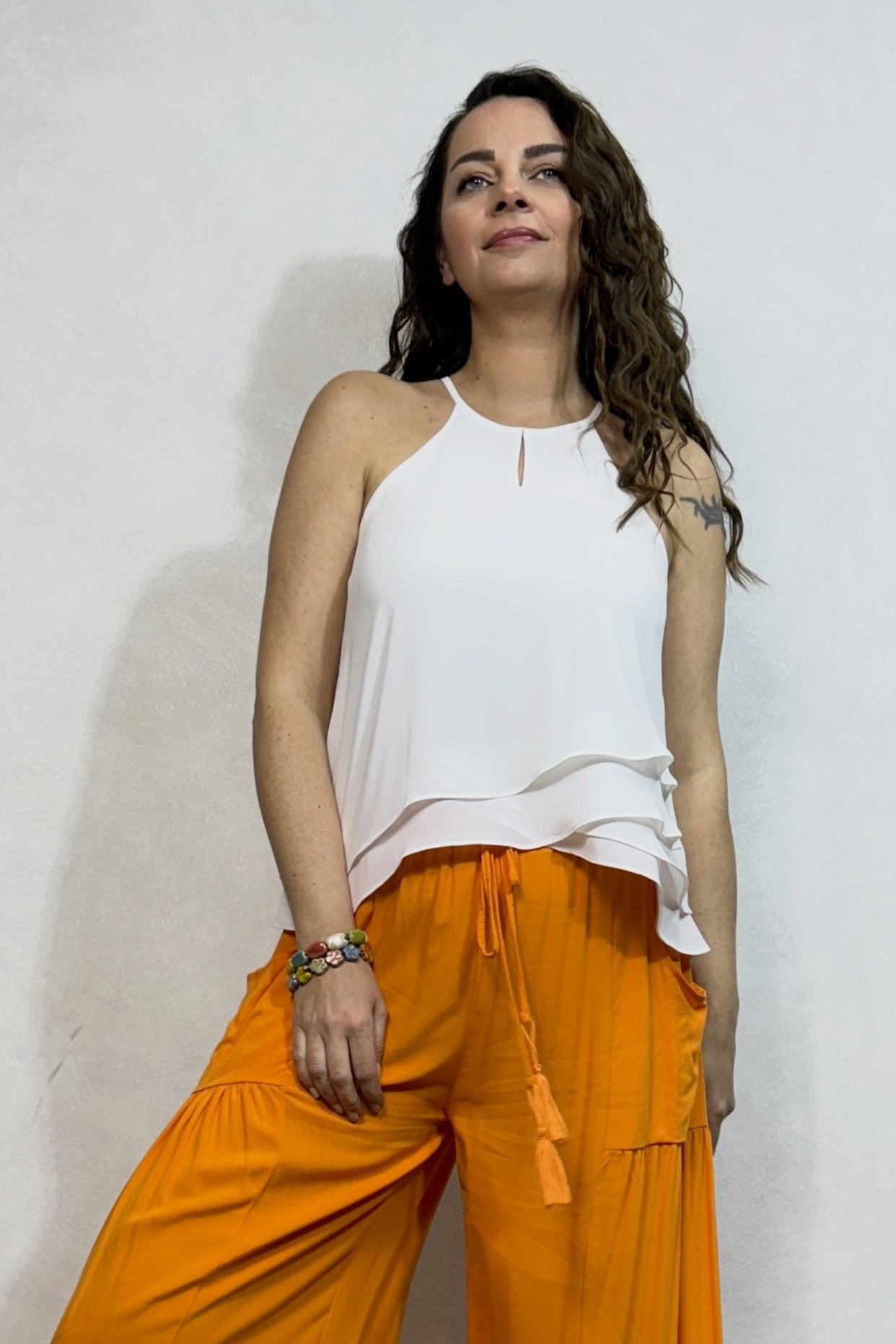 Pencere Detaylı Şık Bluz - Beyaz