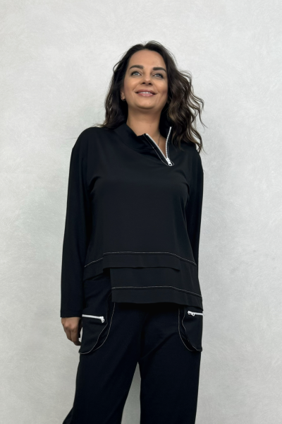 Lamante Holly Fermuar Detaylı Bluz - Siyah