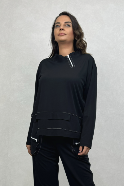 Lamante Holly Fermuar Detaylı Bluz - Siyah