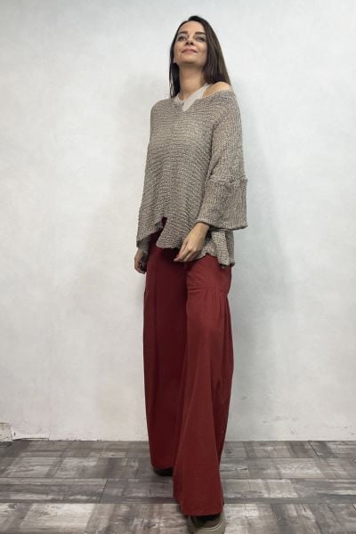 Kayık Yaka Merserize Bluz - Vizon