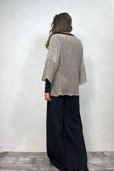 Kayık Yaka Merserize Bluz - Vizon